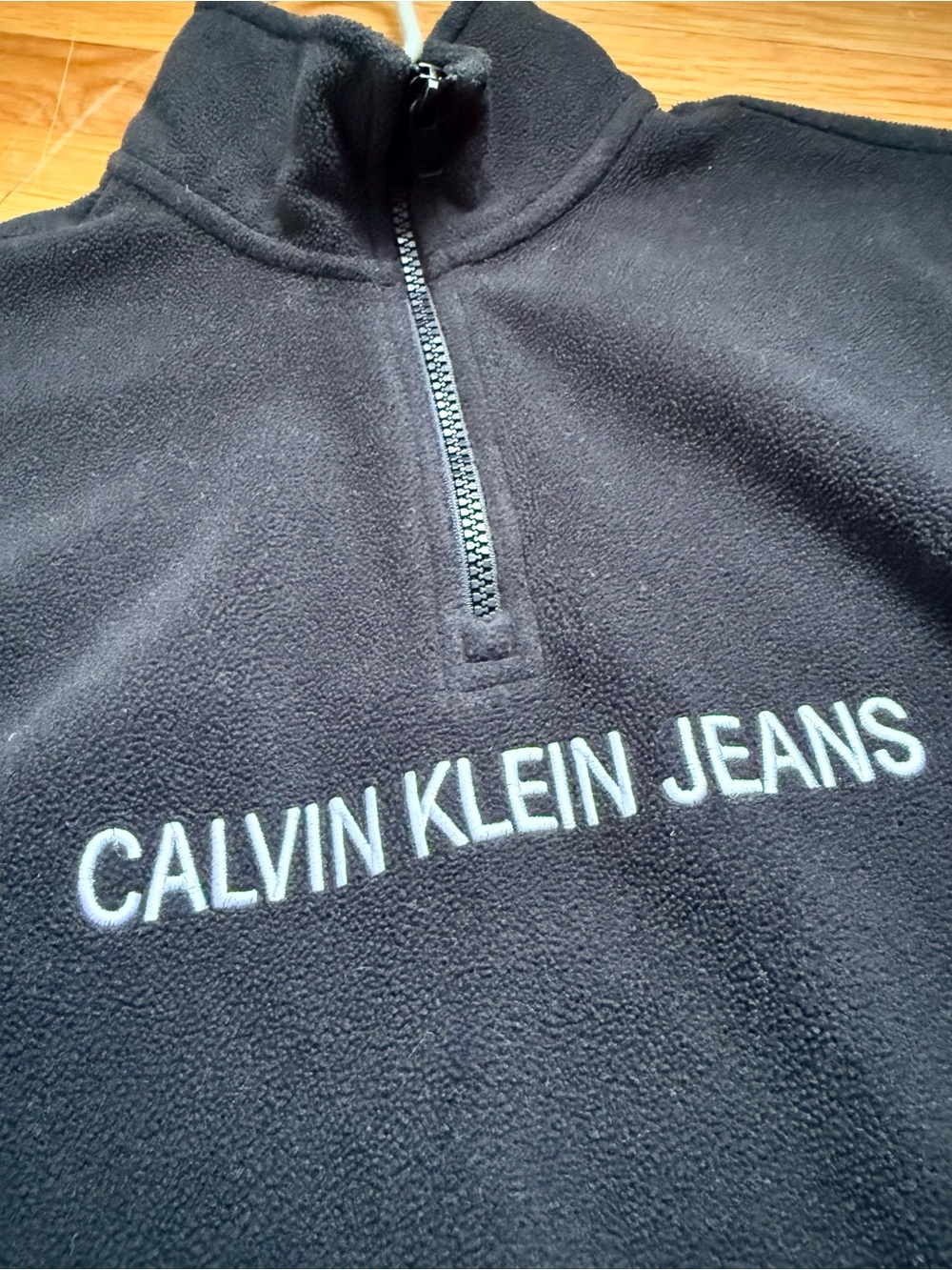 Calvin Klein Jeans Black Fleece Half-Zip with White Logo